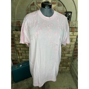 T-shirt vintage 80s with puff paint pink barbiecore